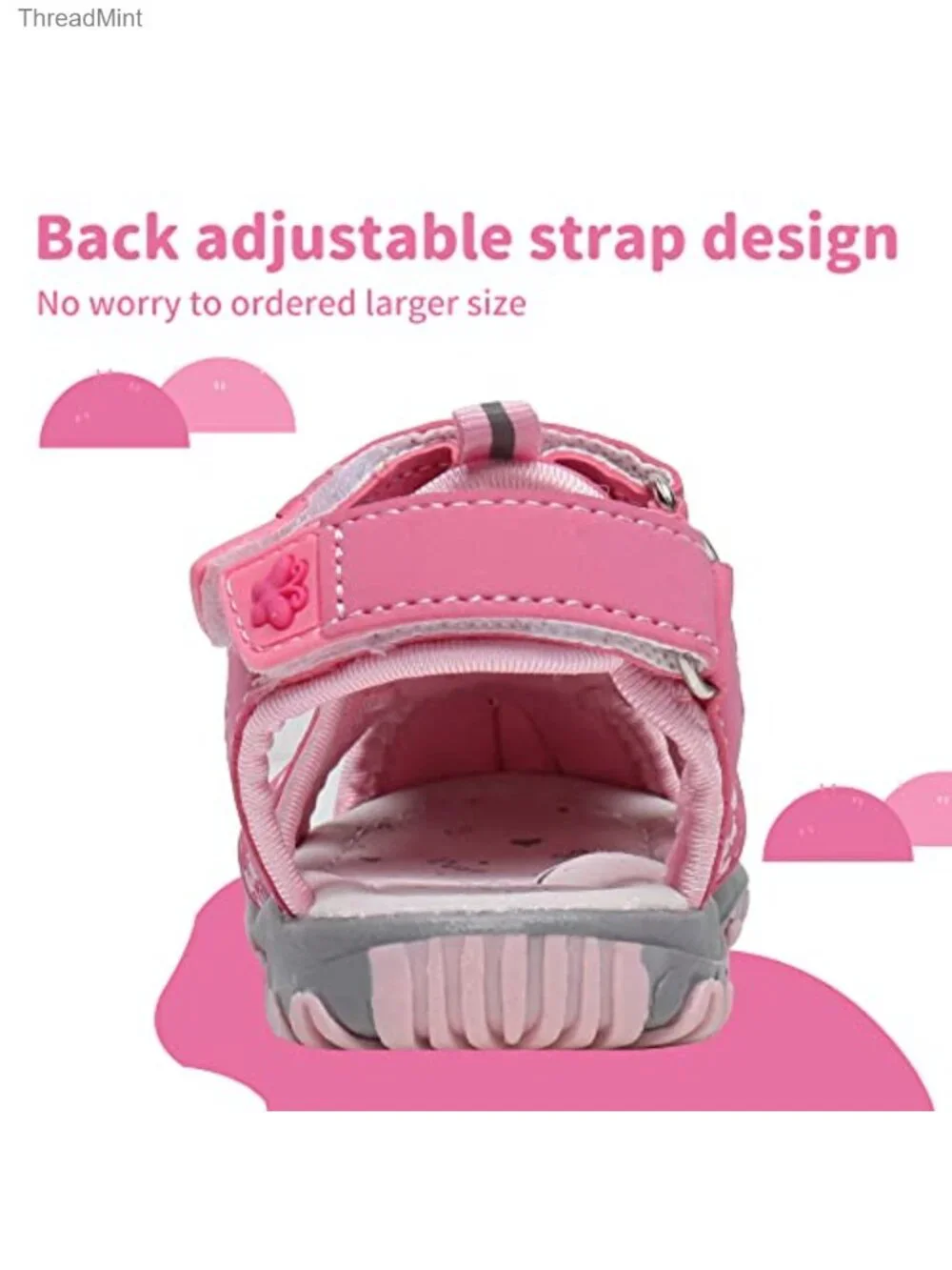 Kids Closed Toe Athletic Sandals Hook Loop Quick Dry Sport